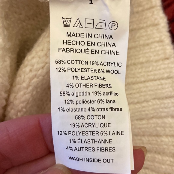 Michael Kors Cream Pull Over V Neck Cotton Blend Sweater. Size Medium. - Picture 7 of 8